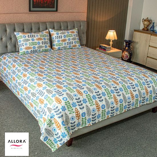 Picture of Leaf & Light Printed Bed Sheet – Mint