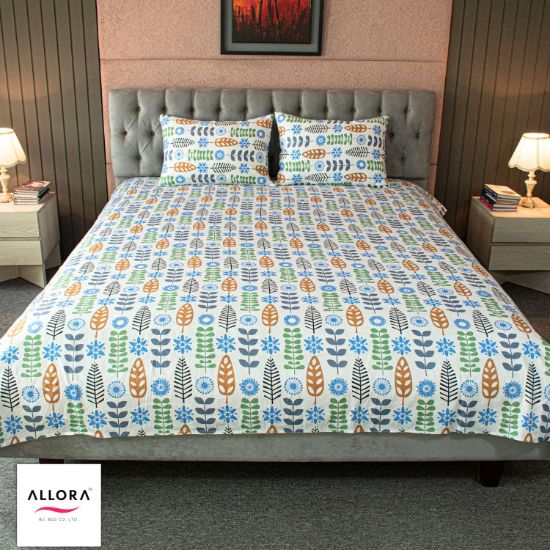Picture of Leaf & Light Printed Bed Sheet – Mint