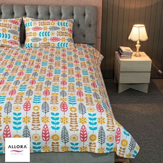 Picture of Leaf & Light Printed Bed Sheet – Yellow