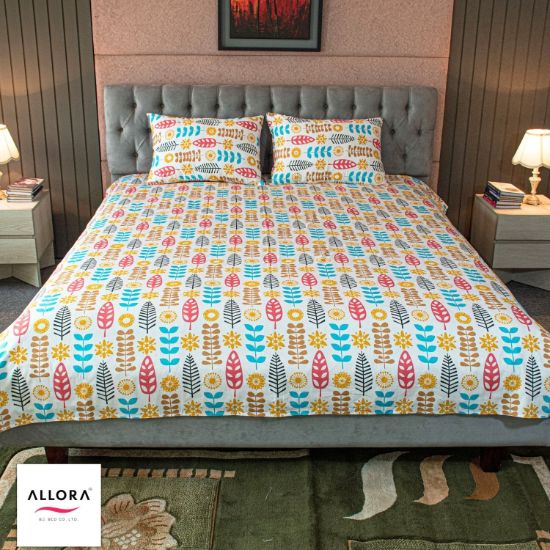 Picture of Leaf & Light Printed Bed Sheet – Yellow