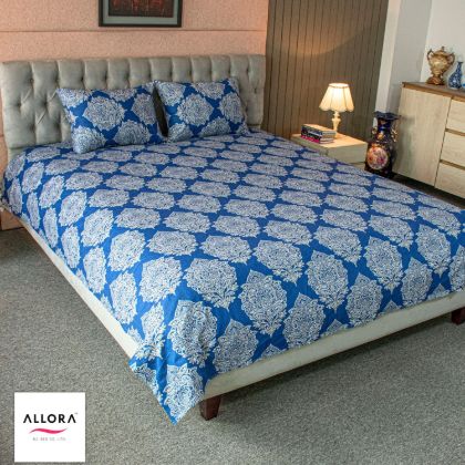 Picture of ALLORA Regal Block Motif Printed Bed Sheet – Green