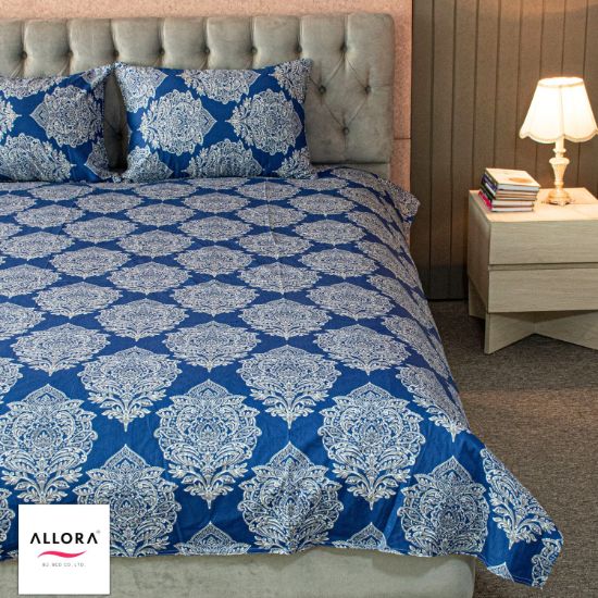 Picture of ALLORA Regal Block Motif Printed Bed Sheet – Green