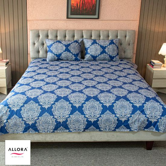 Picture of ALLORA Regal Block Motif Printed Bed Sheet – Green