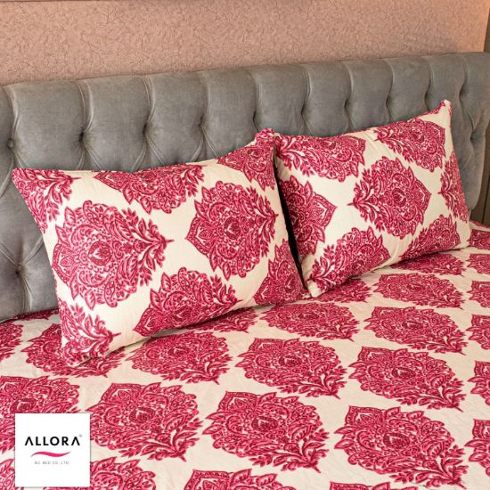 Picture of ALLORA Regal Block Motif Printed Bed Sheet – Magenta