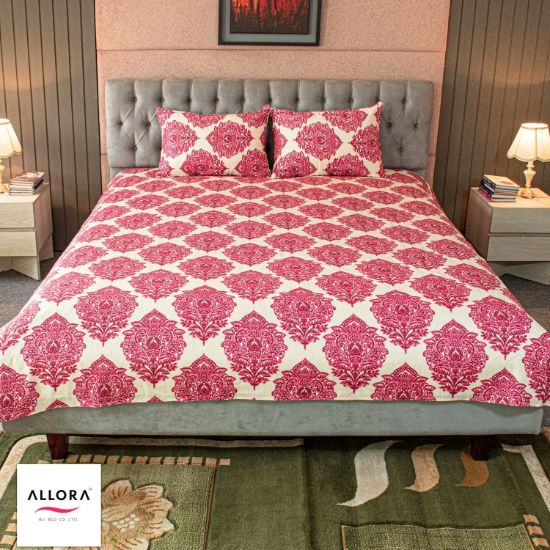 Picture of ALLORA Regal Block Motif Printed Bed Sheet – Magenta