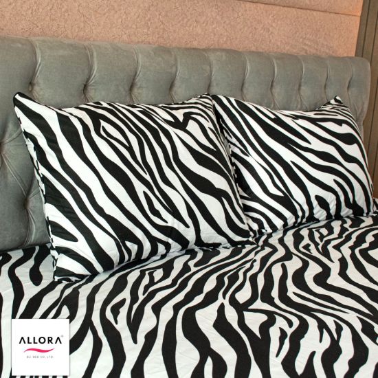 Picture of ALLORA Orbit - Zebra Printed King Allora Bed Sheet – Black