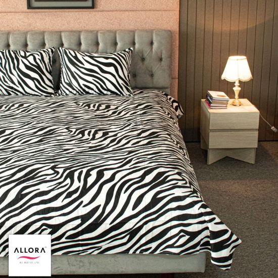 Picture of ALLORA Orbit - Zebra Printed King Allora Bed Sheet – Black