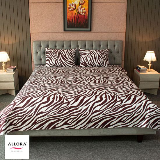 Picture of ALLORA Orbit - Zebra Printed King Allora Bed Sheet – Maroon