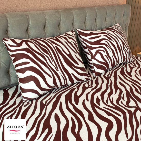 Picture of ALLORA Orbit - Zebra Printed King Allora Bed Sheet – Maroon