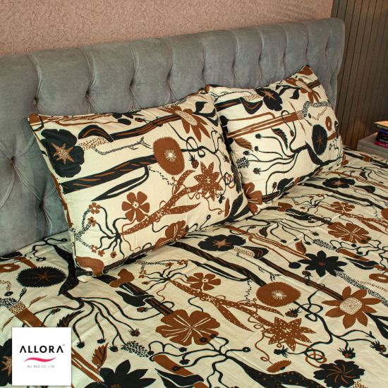 Picture of Allora Wild Petal Printed Bed Sheet – Black