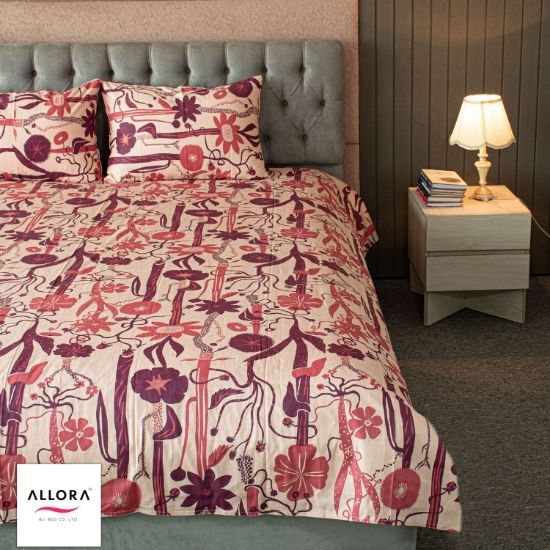 Picture of Allora Wild Petal Printed Bed Sheet – Wine