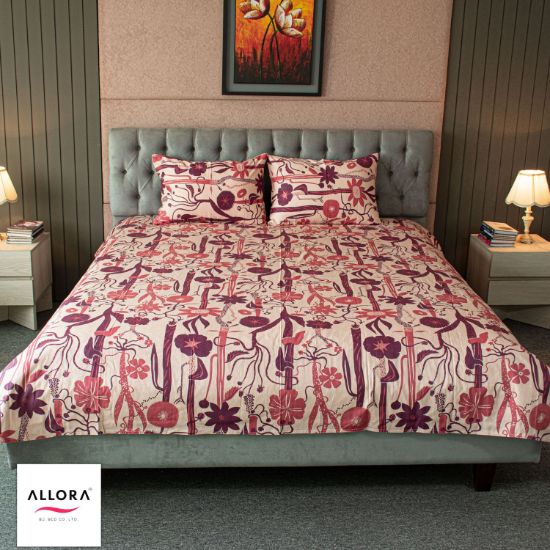 Picture of Allora Wild Petal Printed Bed Sheet – Wine