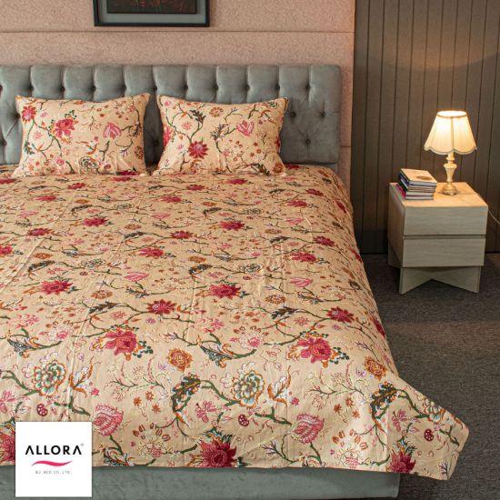 Picture of Allora Floral Whisper Printed Bed Sheet – Beige