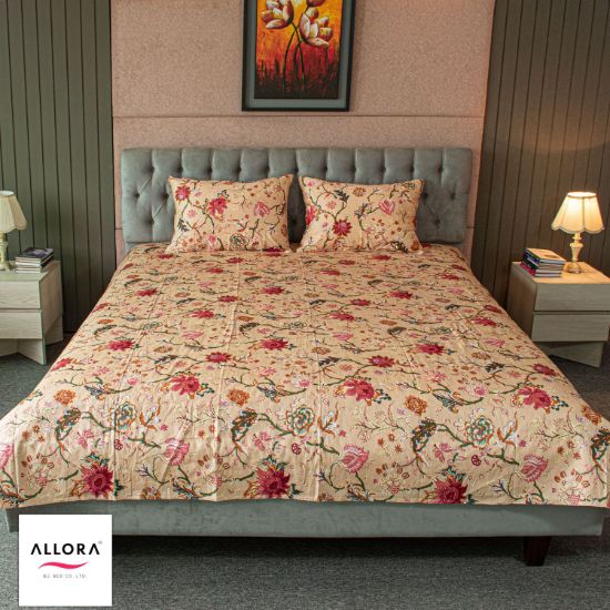 Picture of Allora Floral Whisper Printed Bed Sheet – Beige