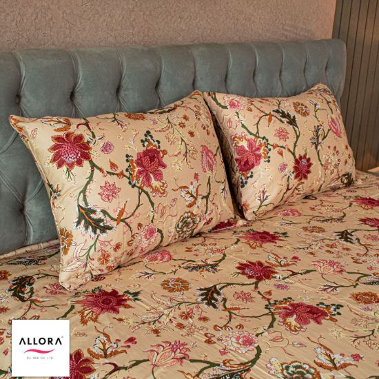 Picture of Allora Floral Whisper Printed Bed Sheet – Beige