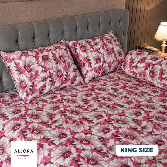 Picture of China Rose Printed Allora Bed Sheet – Pink