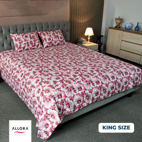 Picture of China Rose Printed Allora Bed Sheet – Pink