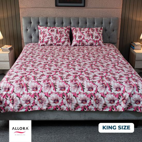 Picture of China Rose Printed Allora Bed Sheet – Pink