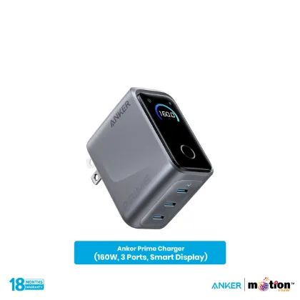 Picture of Anker Prime GaN 160W 3-Port Fast Charger with Smart Display- Silver