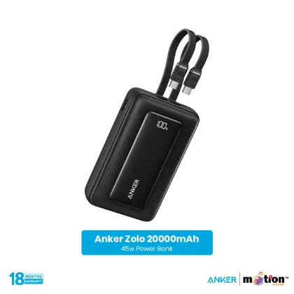 Picture of Anker Zolo 20000mAh 45W Power Bank with Built-in USB-C Cables- Black