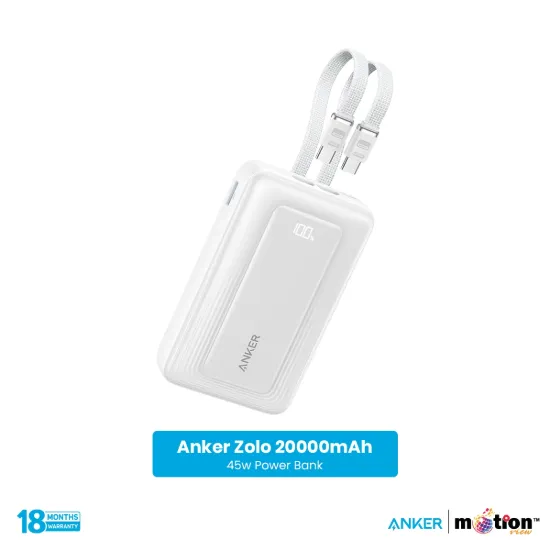 Picture of Anker Zolo 20000mAh 45W Power Bank with Built-in USB-C Cables- Black