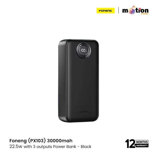 Picture of FONENG (PX103) 30000mah 22.5w with 3 outputs Power Bank - Black