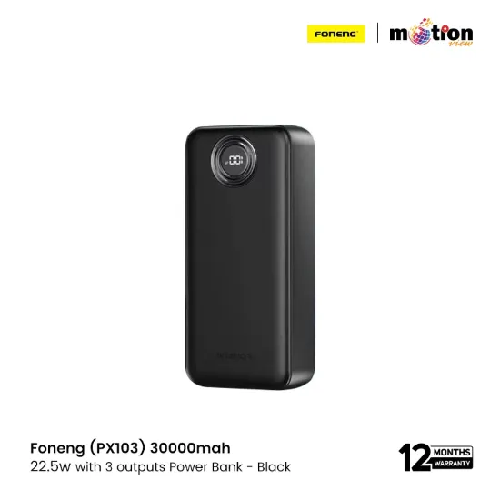 Picture of FONENG (PX103) 30000mah 22.5w with 3 outputs Power Bank - Black